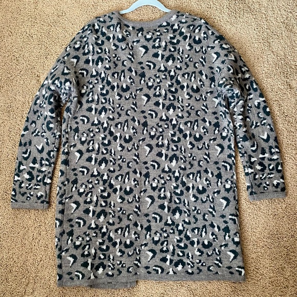Cynthia Rowley Alpaca Blend Leopard Print Long Knit Cardigan - Picture 4 of 6